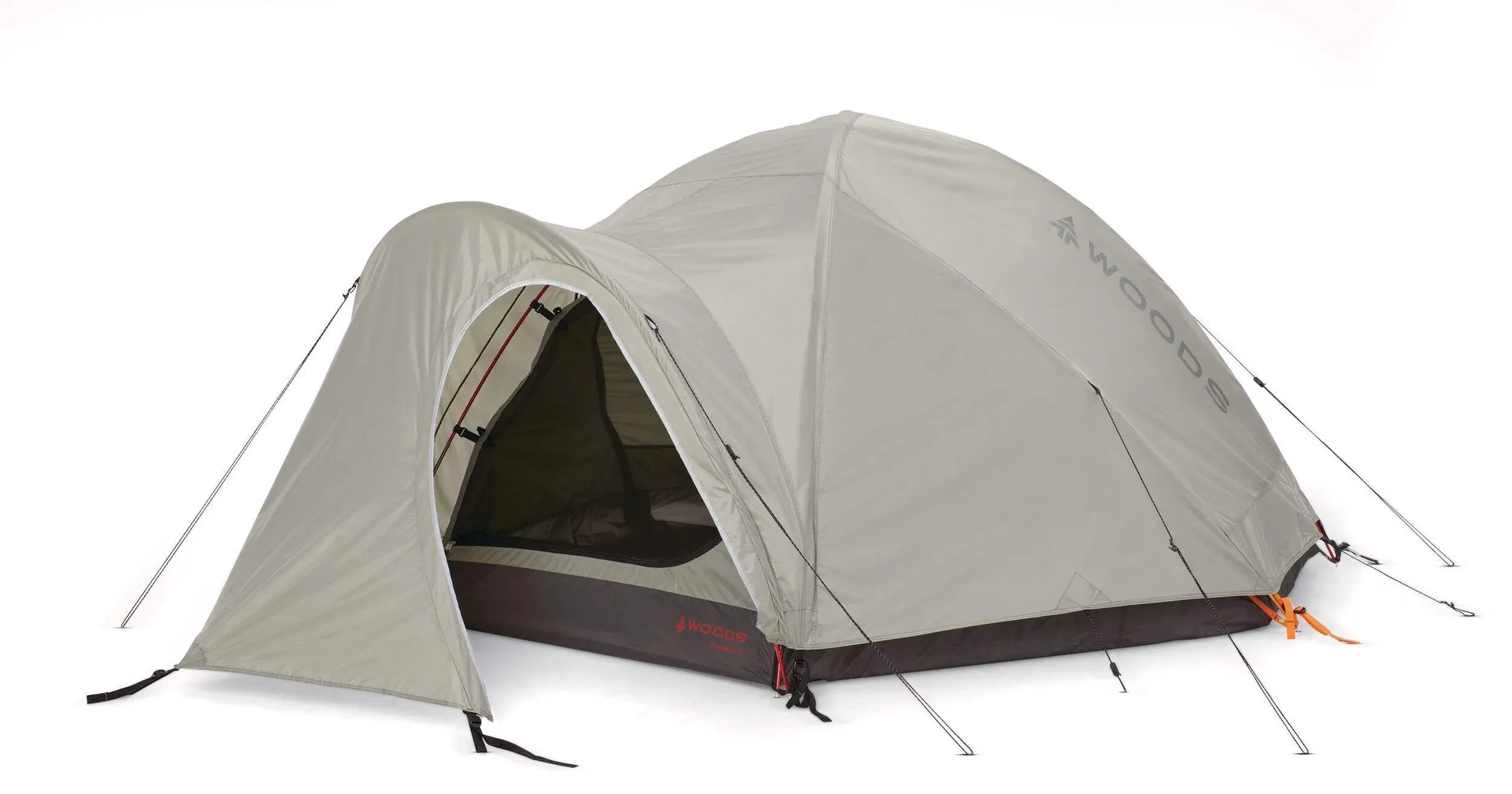 Woods Pinnacle 4-Season, 2-Person Lightweight Camping Dome Tent w/ Vestibule, Rain Fly & Carry Bag