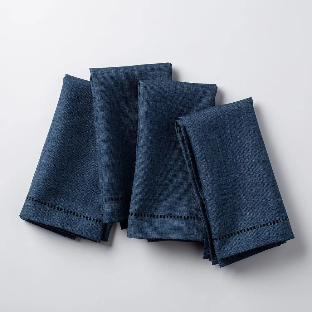 Harman Hemstitch Polyester Napkin - Set of 4 (Navy)