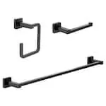 Bolt 3-Piece Bathroom Accessory/Hardware Set with Toilet Paper Holder, Towel Ring, and 24-inch Towel Bar in Matte Black