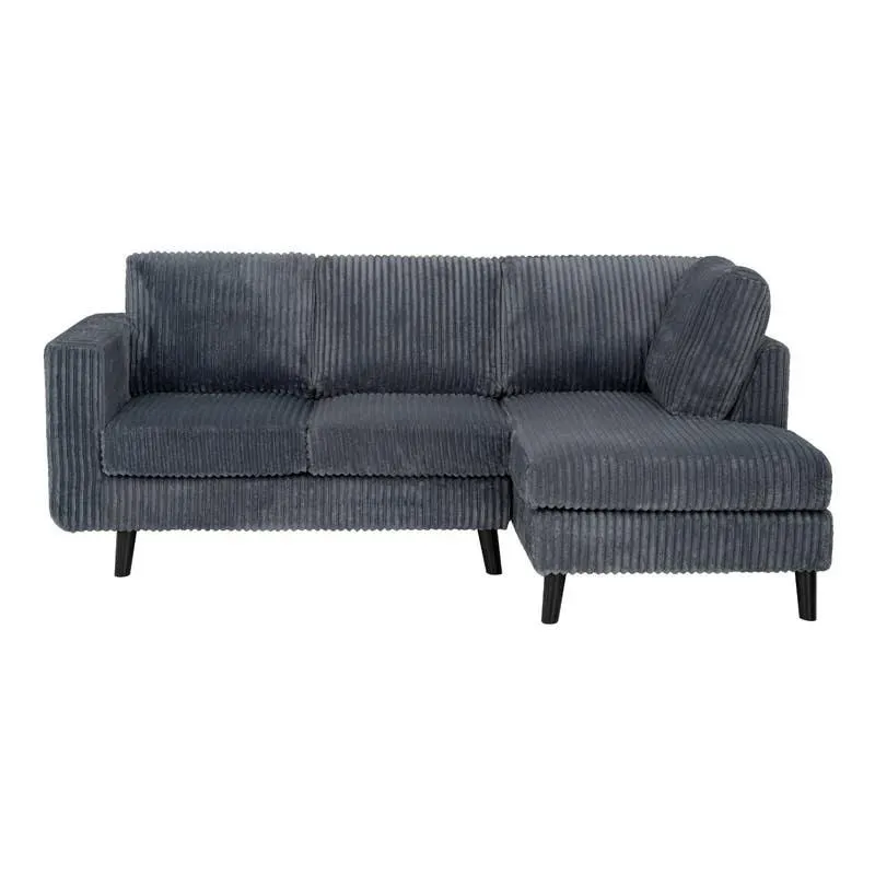 Sectionnel en velours côtelé avec chaise longue à droite