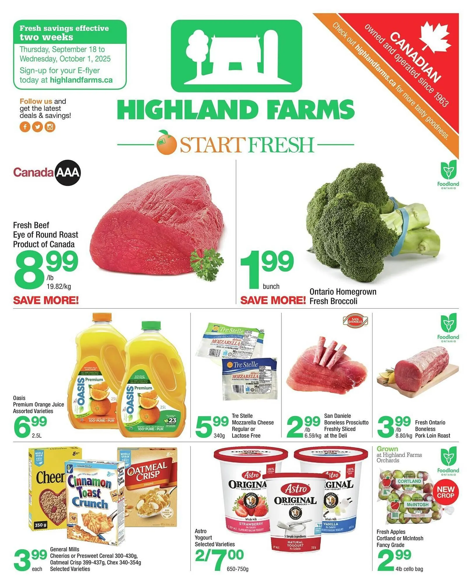 Highland Farms flyer from September 18 to October 2 2025 - flyer page 1