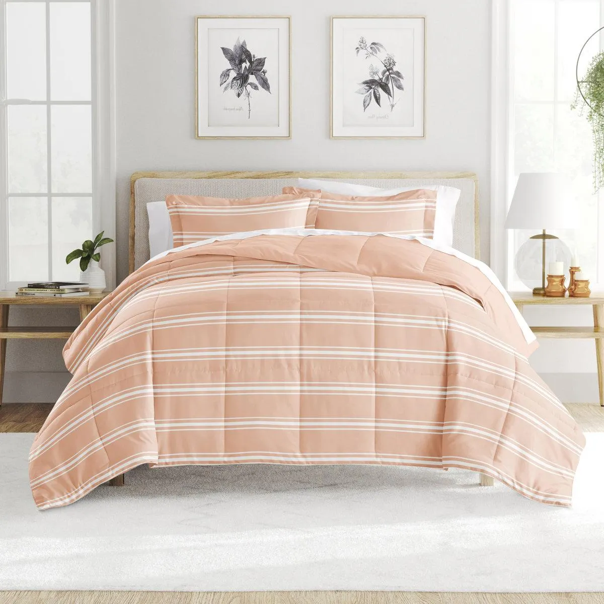Soft Stripe Reversible Down-Alternative Comforter