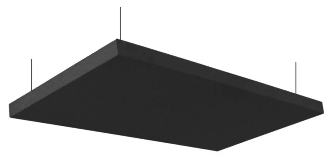 Nimbus Acoustic Ceiling Cloud - 24''x48''' w/Hanging Kit, Black (Pair)