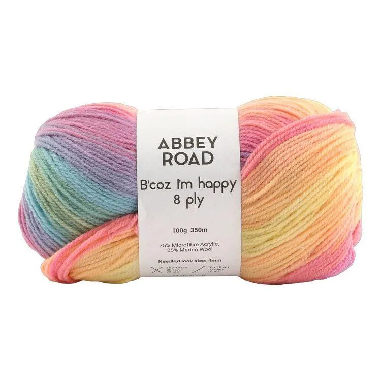 Abbey Road 8 Ply B'coz I'm Happy 100g Yarn Cheerful