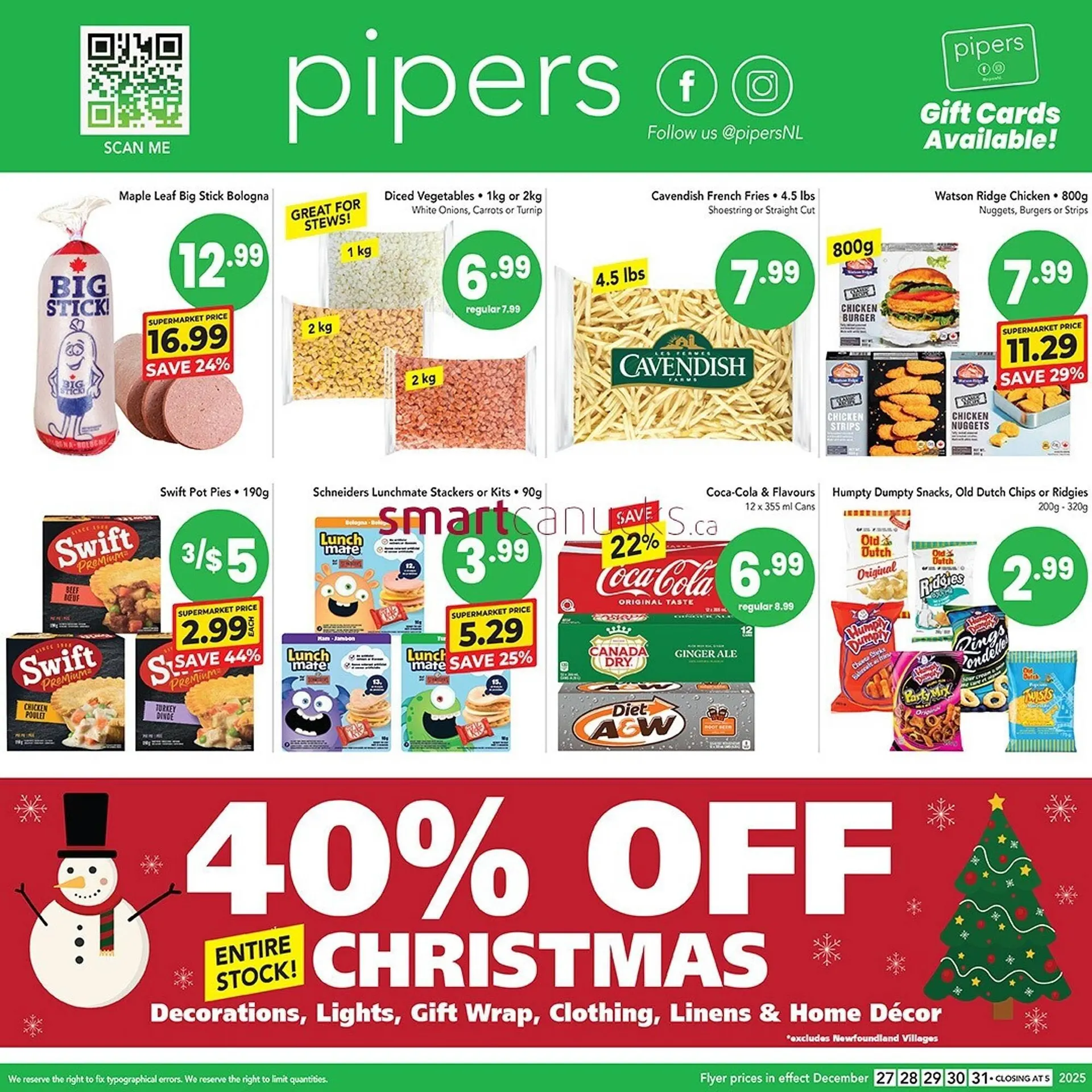 Pipers flyer from December 27 to December 31 2025 - flyer page 1