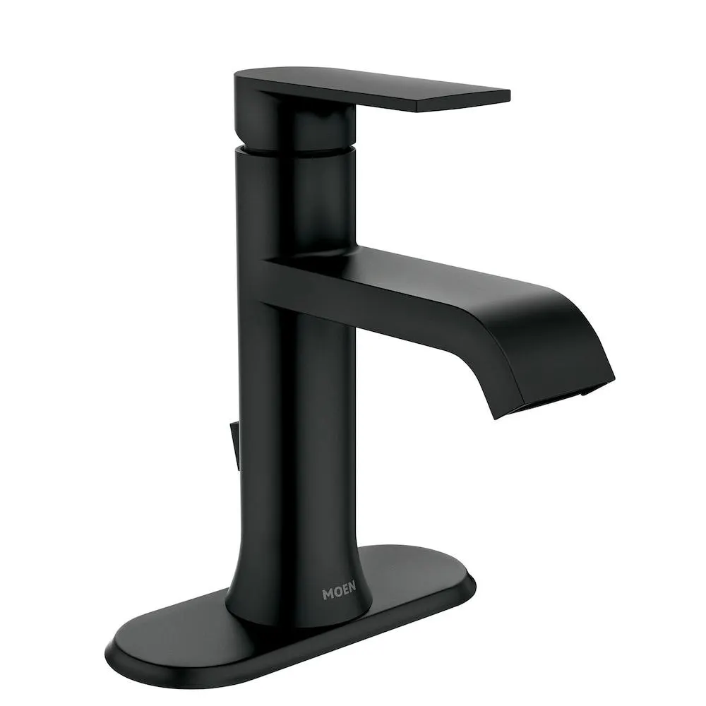 Genta Single Handle 4-inch Centerset/Single Hole Bathroom Sink Faucet/Tap with Deck Plate in Matte Black (Drain and Valve Included)