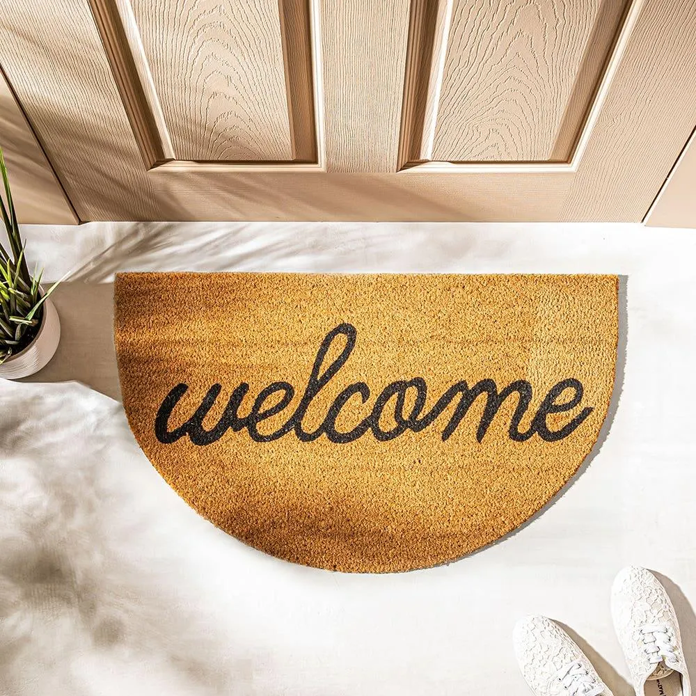 KSP Casual 'Welcome' Coir Doormat Half Moon Shape (Natural)