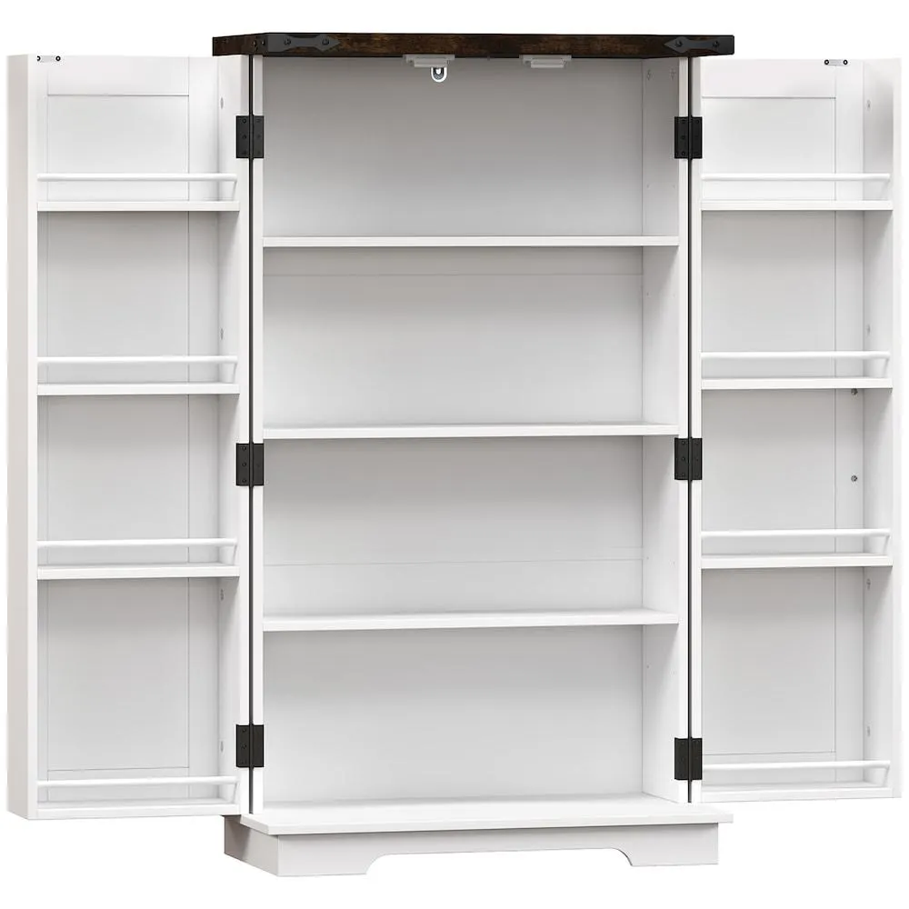 23.6-inch Freestanding Kitchen Pantry Cabinet with 2 Doors, White