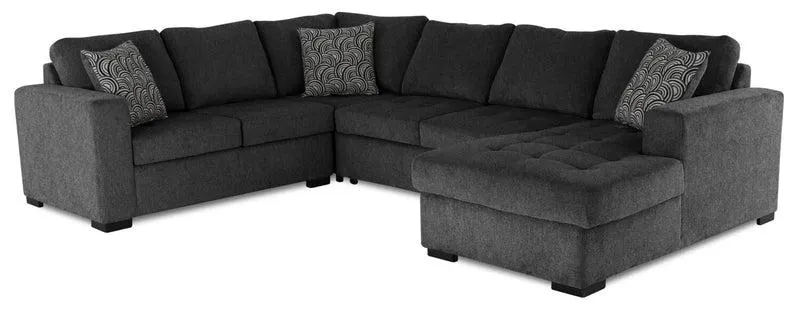 Legend 4-Piece Right-Facing Chenille Sleeper Sectional - Pepper