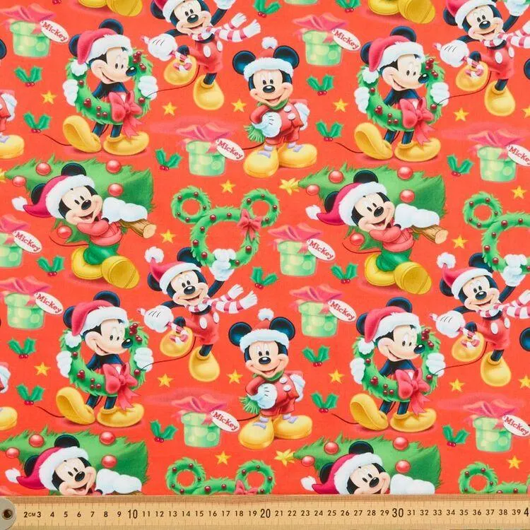 Mickey Wreaths 112cm Quilting Fabric Red 112 cm