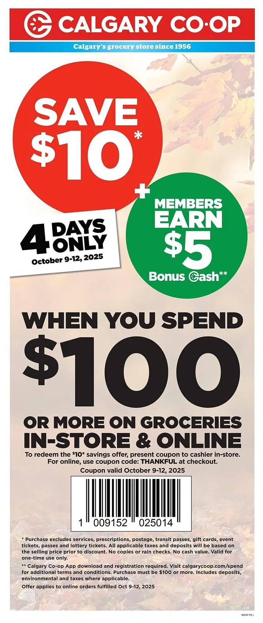 Calgary Co-op flyer from October 9 to October 15 2025 - flyer page 1
