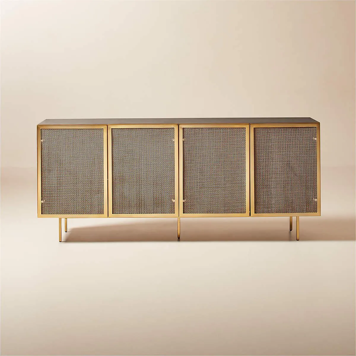 Trace Brass Wire Mesh Credenza 71"