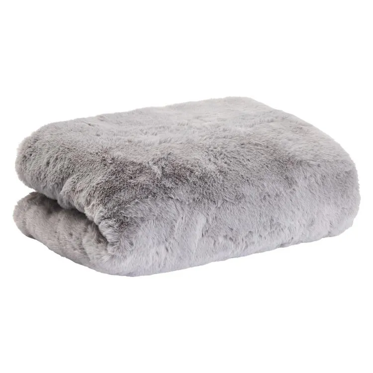 KOO Versaille Faux Fur Throw Blanket Grey 130 x 180 cm