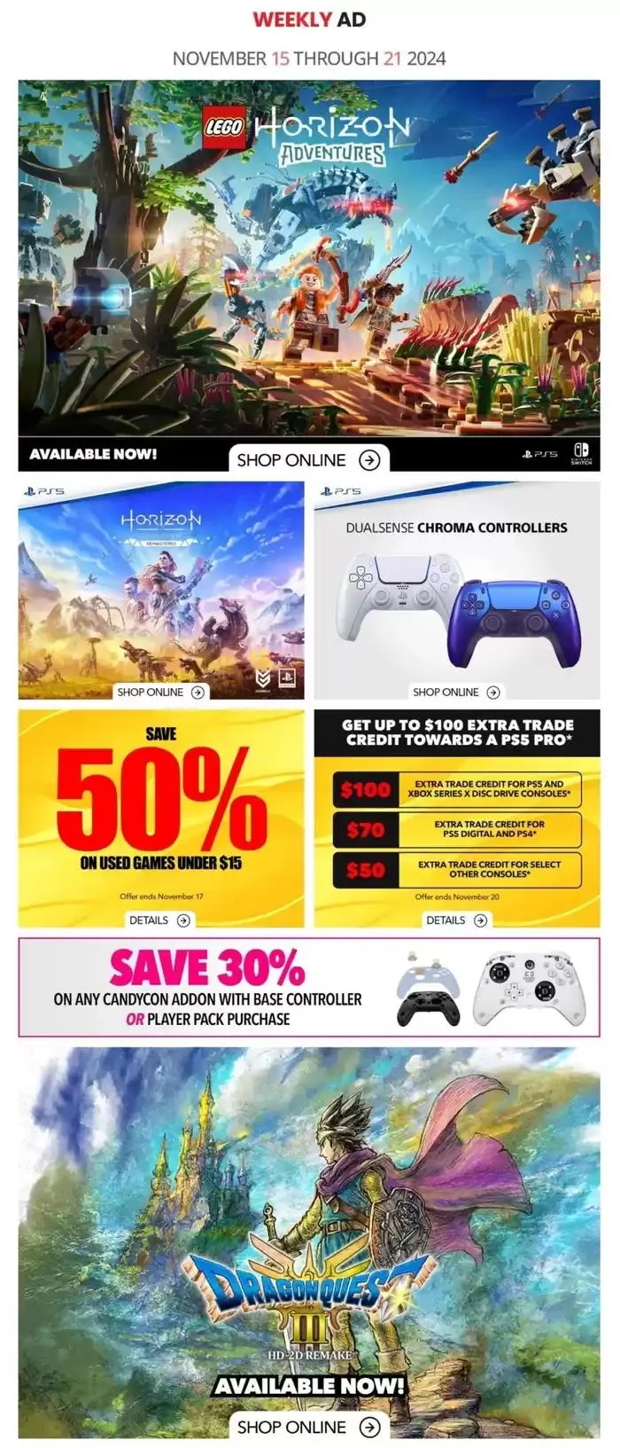 Game Stop Weekly ad from November 15 to November 21 2024 - flyer page 1