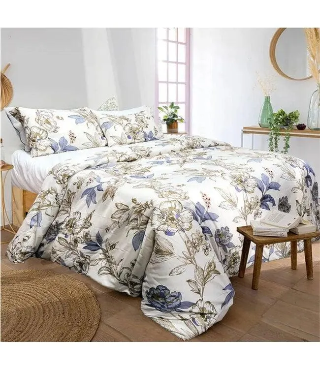 LAUREN TAYLOR FLORA COMFORTER SET GREY