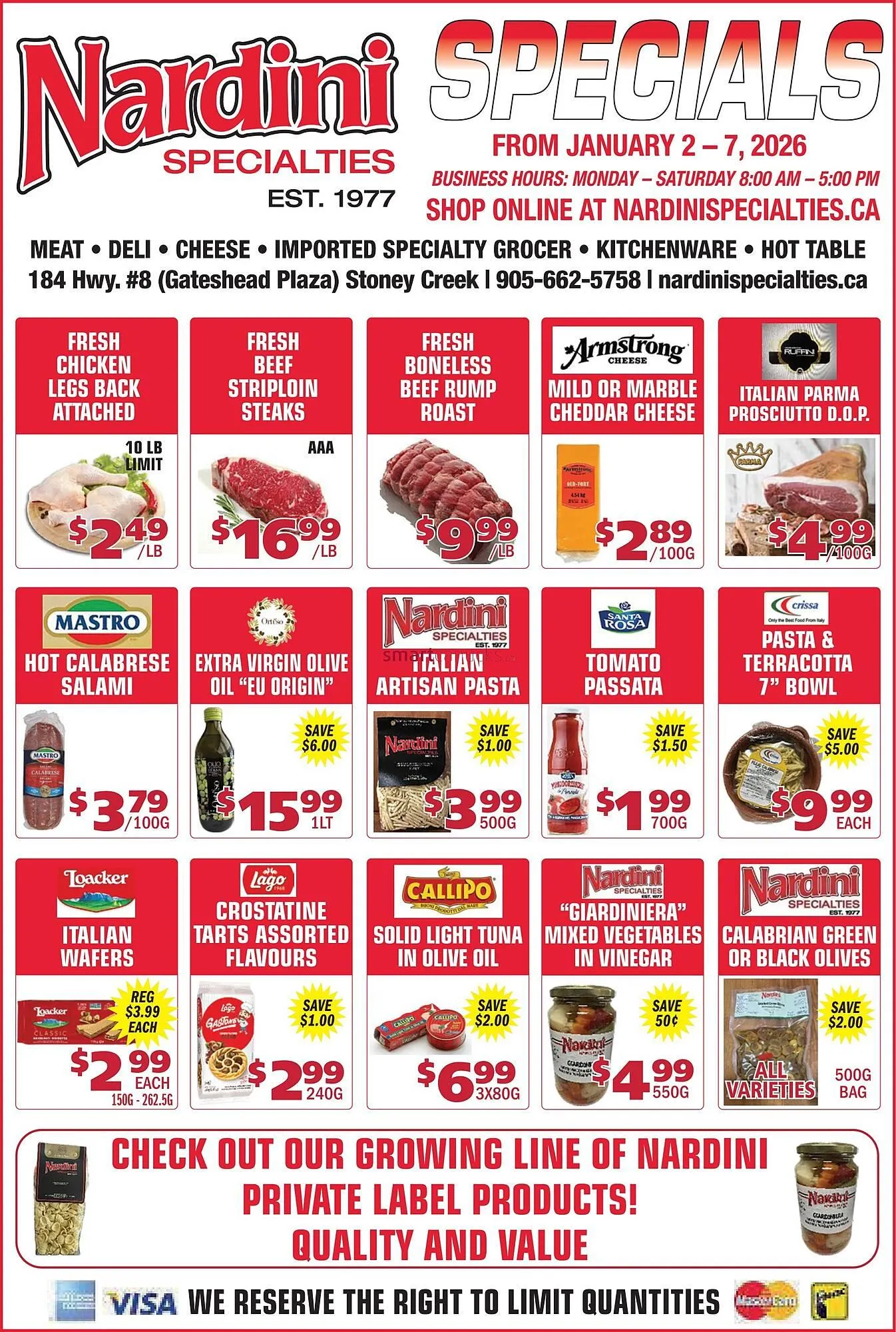 Nardini Specialties flyer from January 1 to January 7 2026 - flyer page 1