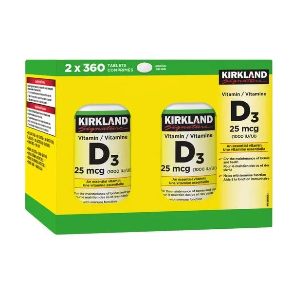 Kirkland Signature Vitamin D3 1,000 IU, 2 x 360 Tablets