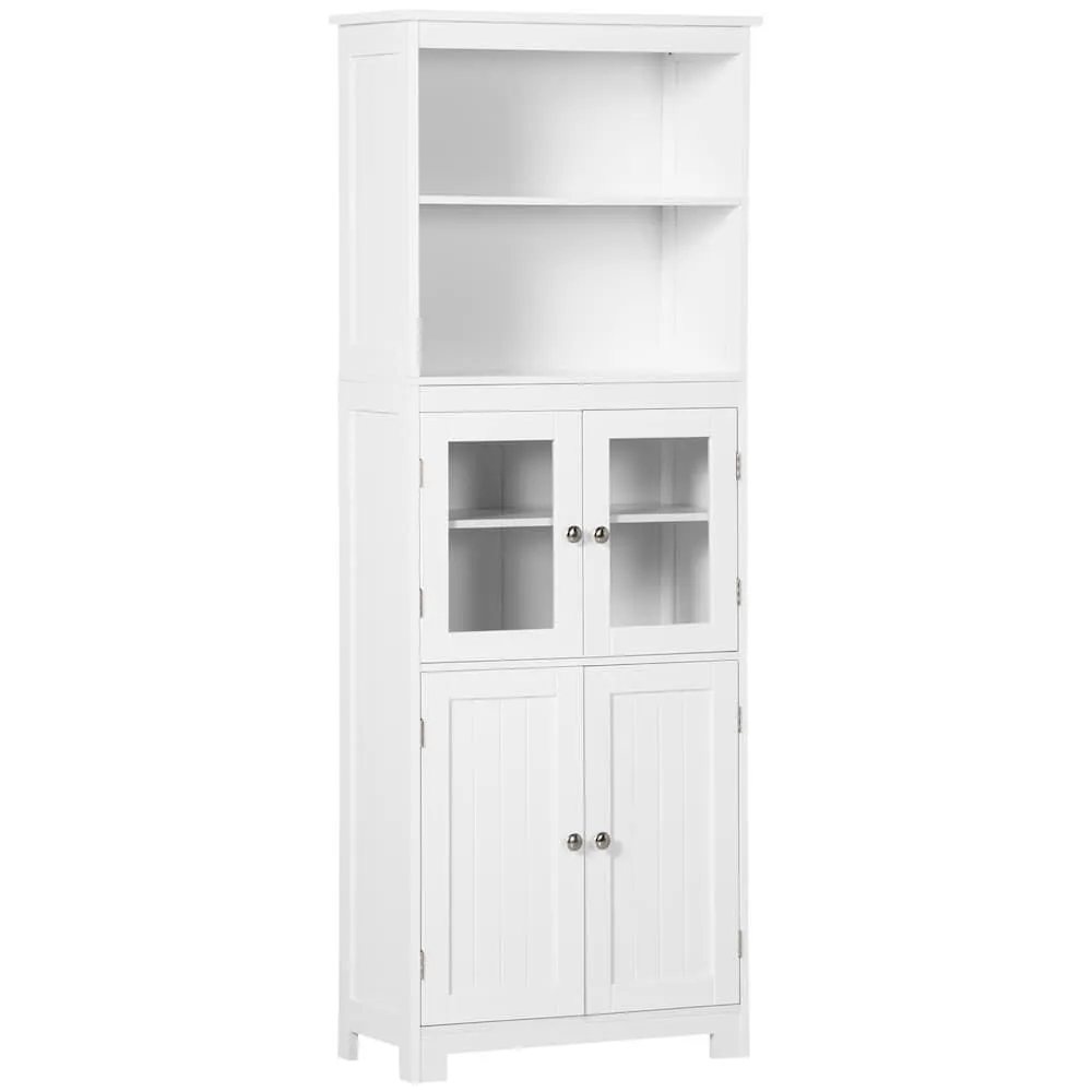 63" Freestanding Kitchen Pantry Food Storage Cabinet Shelves White