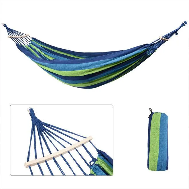 Outdoor Camping Hammock, Cotton Canvas Swing Bed with Spreader Bar Support - Yardlab™