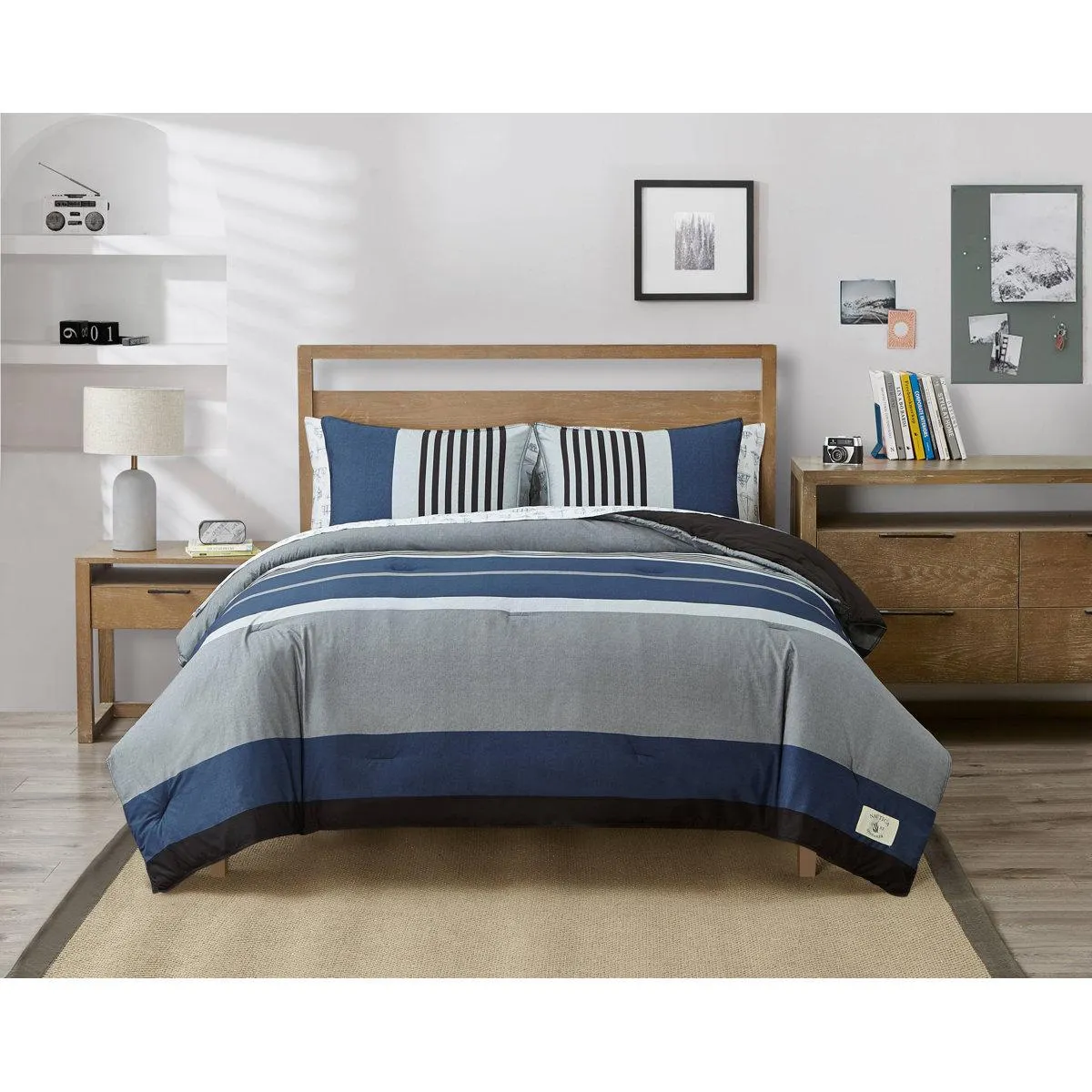 Novelty Nautica Rendon Cotton Reversible Blue Comforter Set