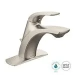 Zarina Single Handle 4-inch Centerset/Single Hole Bathroom Sink Faucet/Tap with Deck Plate in Spot Resistant Brushed Nickel (Drain and Valve Included)