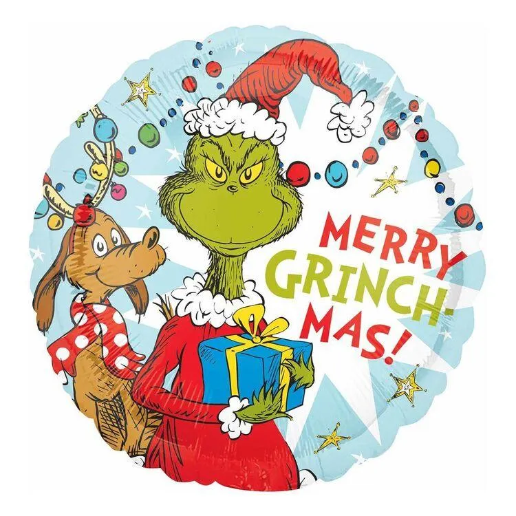 Standard Dr. Seuss The Grinch Merry Grinch-Mas Foil Balloon Multicoloured 45 cm