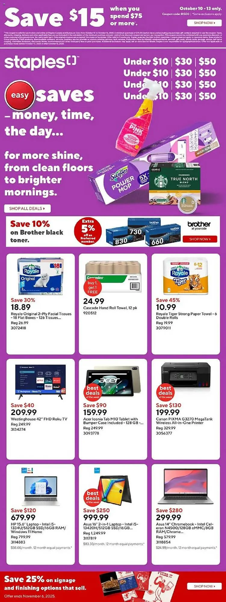 Staples flyer from October 10 to October 13 2025 - flyer page 1