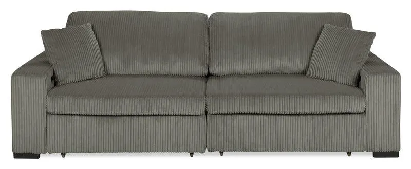 Stratus 108" Grey Faux Fur Fabric Full-Size Sleeper Sofa with Power Sliding