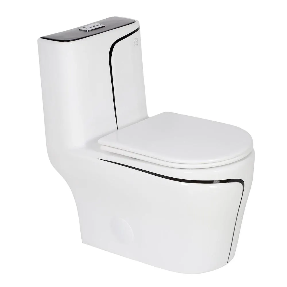 CALTA 1-piece 4/6L Dual Flush Elongated Toilet in White and Black