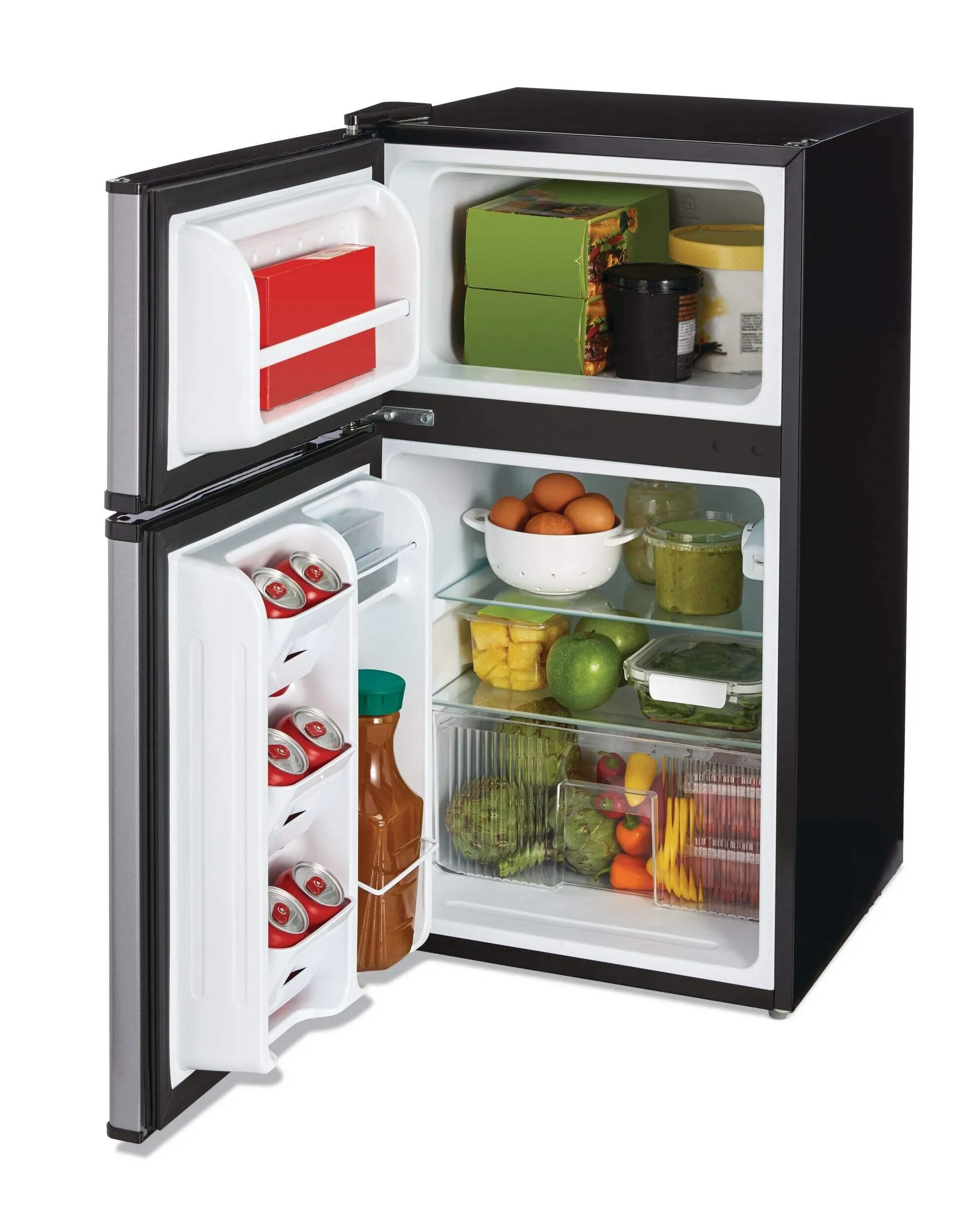 Vida by PADERNO 2-Door Stainless Steel Look Fridge, 3.1 Cu-Ft