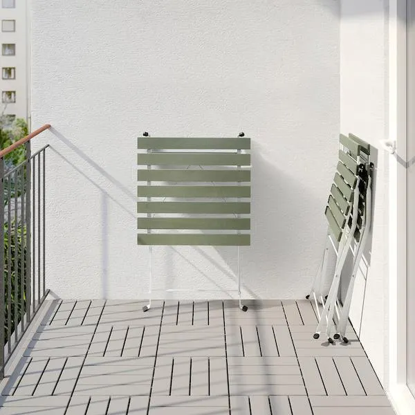 Bistro set, outdoor, white/green