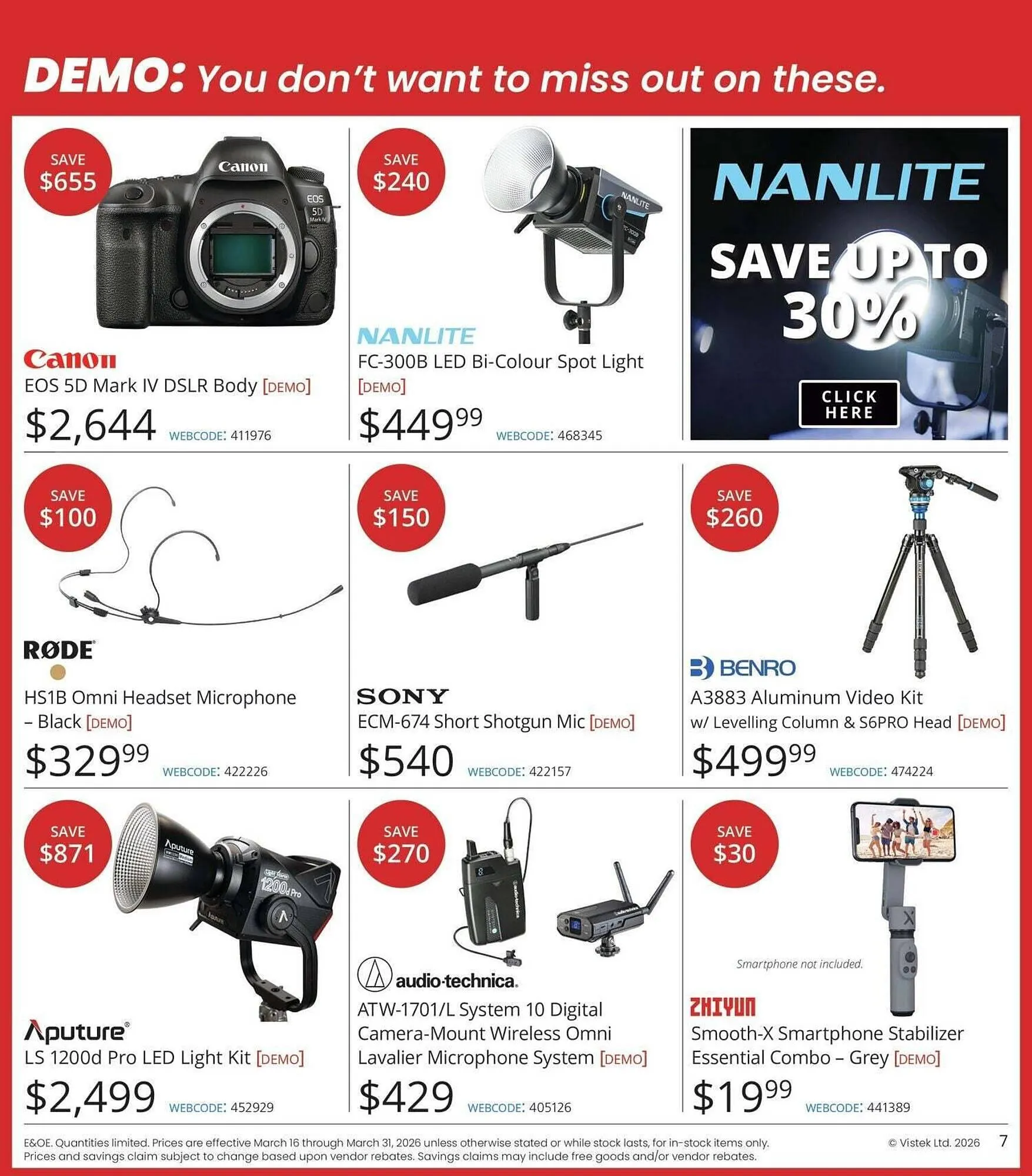 Vistek flyer from March 16 to April 1 2026 - flyer page 7