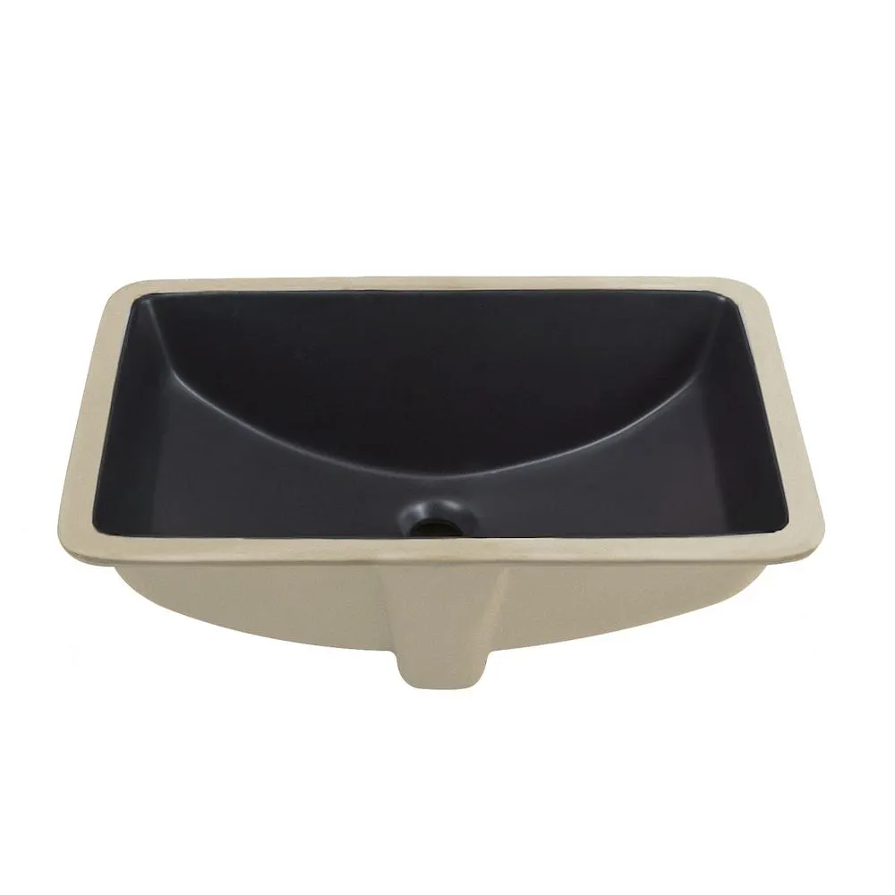 21 in. Vitreous China Rectangular Undermount Bathroom Sink in Black with Overflow