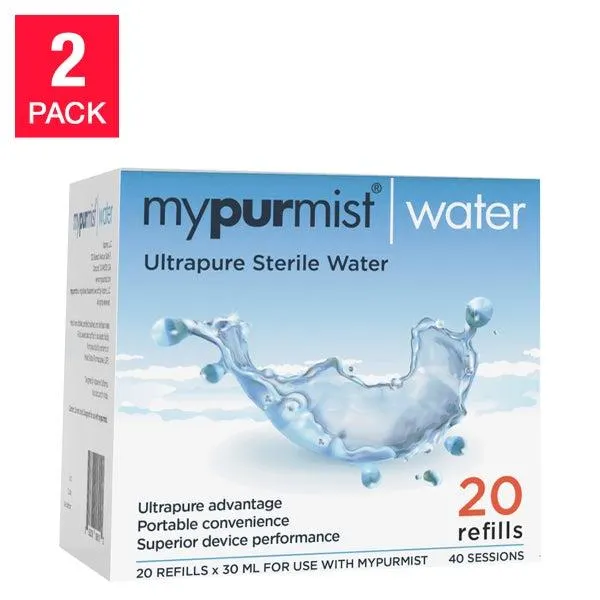 MyPurMist ultrapure sterile water refills, 2-pack of 20 refills