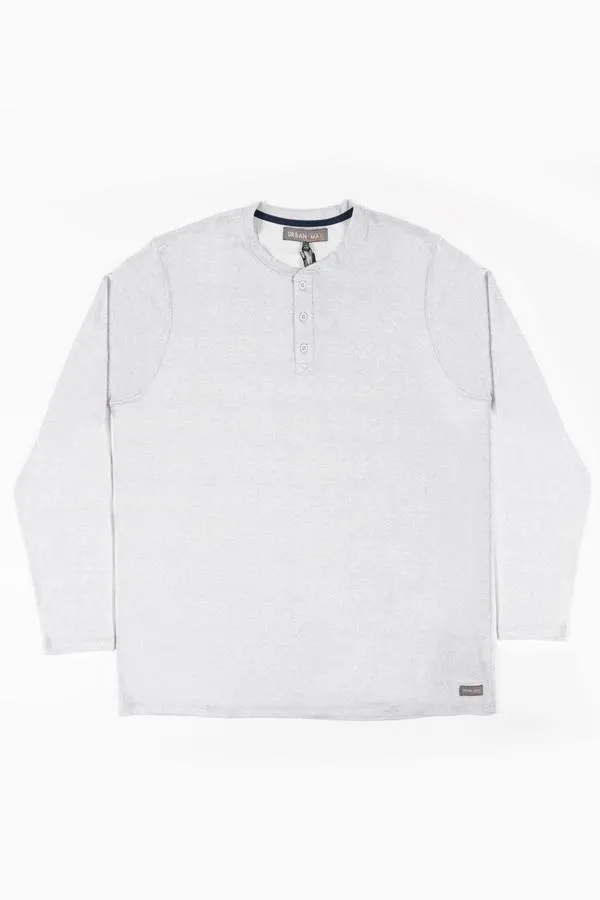 Long sleeve jersey knit shirt for men - Heather grey - Plus Size