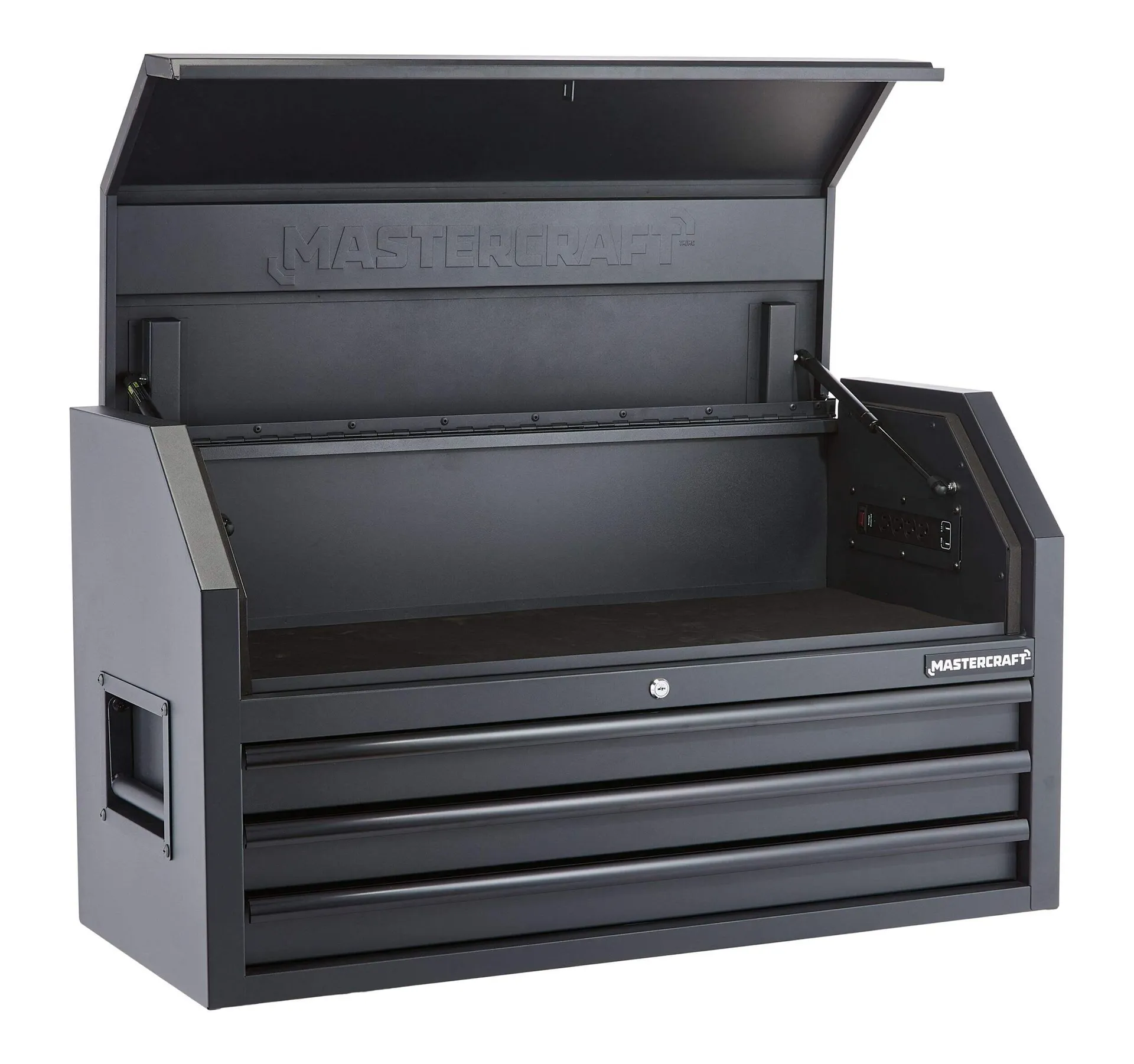 Mastercraft Tool Storage Chest, Built-In Power Bar with USB, 3 Drawer, 41-in, Black