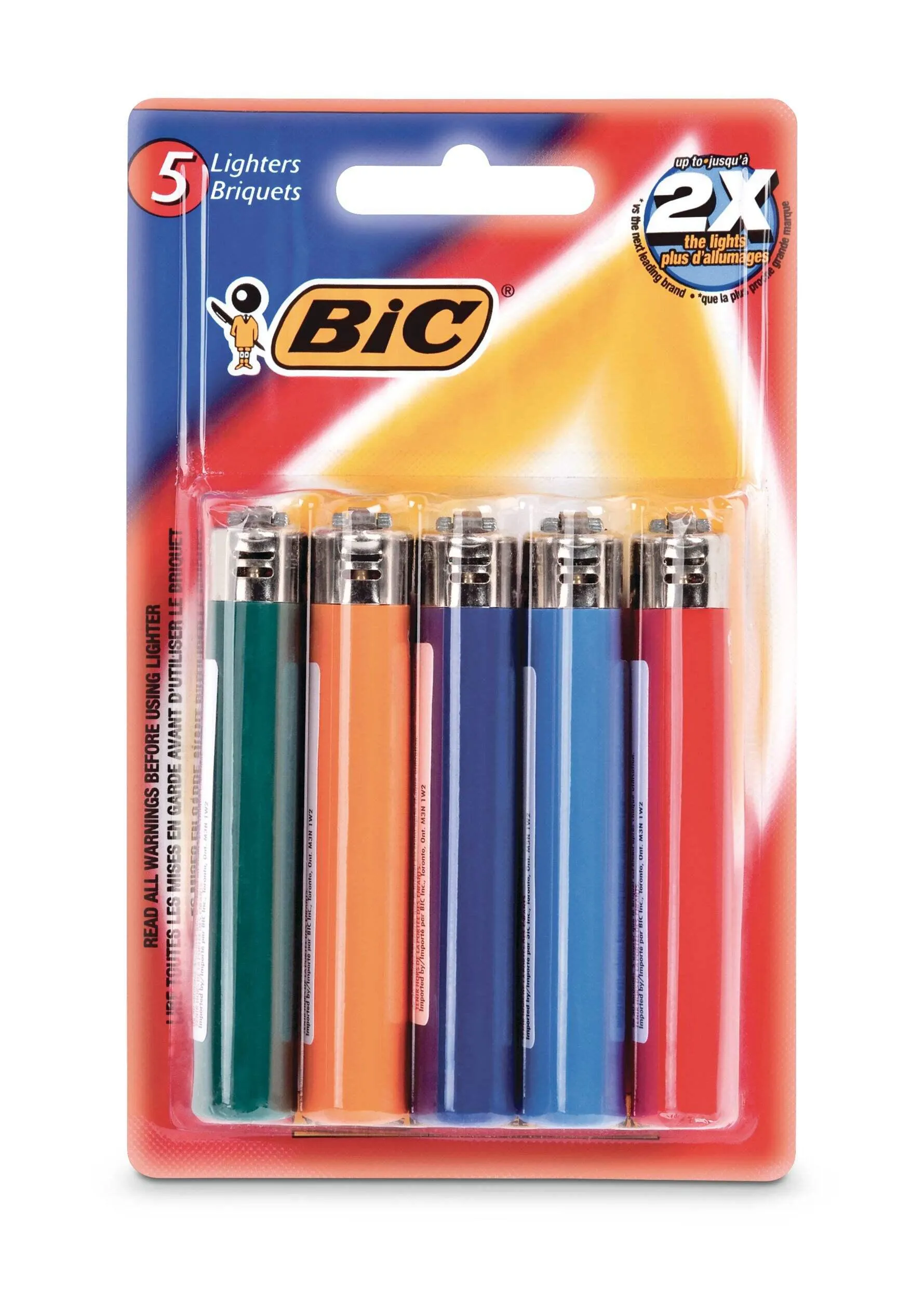 BIC Classic Lighter, Multi-colour, 5-pk