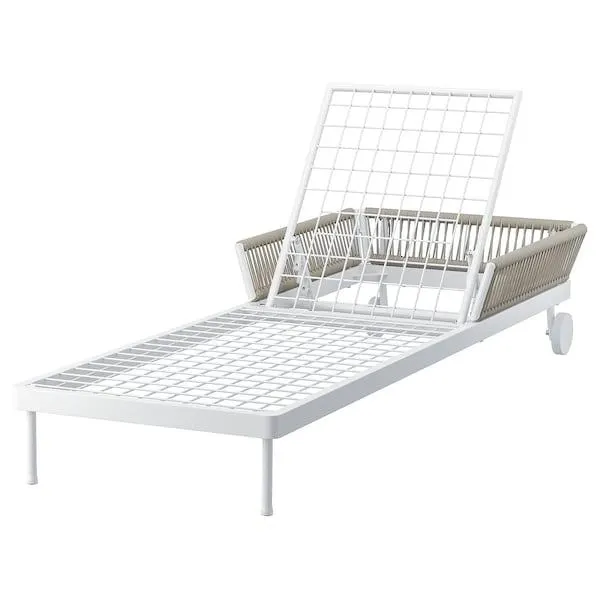 Sun lounger, white/beige