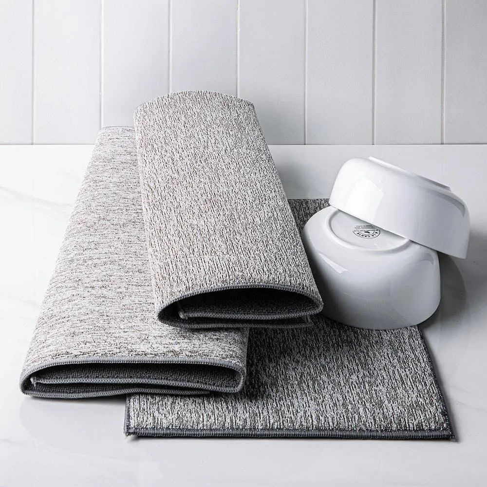 KSP Luxedry Heathered Microfiber Dish Drying Mat - Set/3 (Grey)