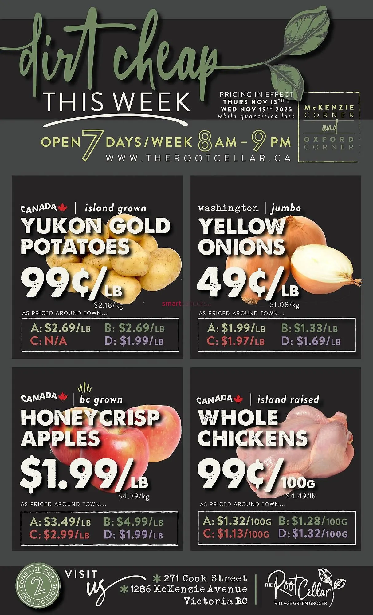 The Root Cellar flyer from November 13 to December 10 2025 - flyer page 1