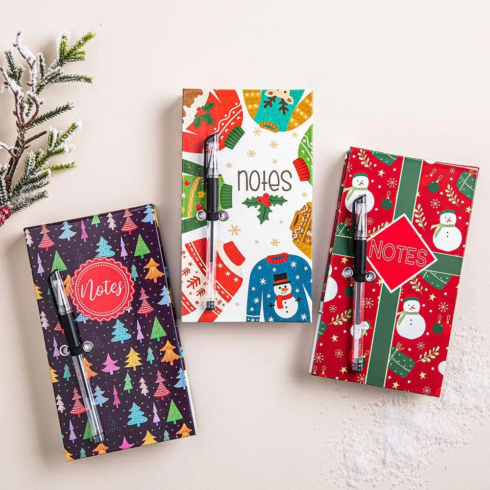 Ty Christmas Memo 'Sweaters/Trees/Snowmen' Notepad w/ Pen - S/2