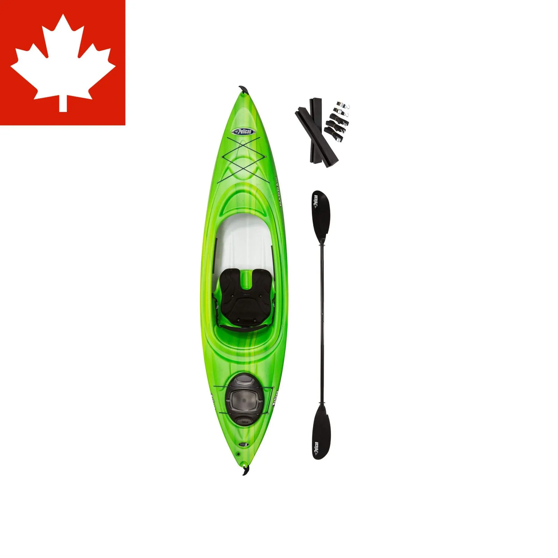Pelican Magna 100 1-Person Kayak Package with Paddle and Carrier, Lime, 10-ft