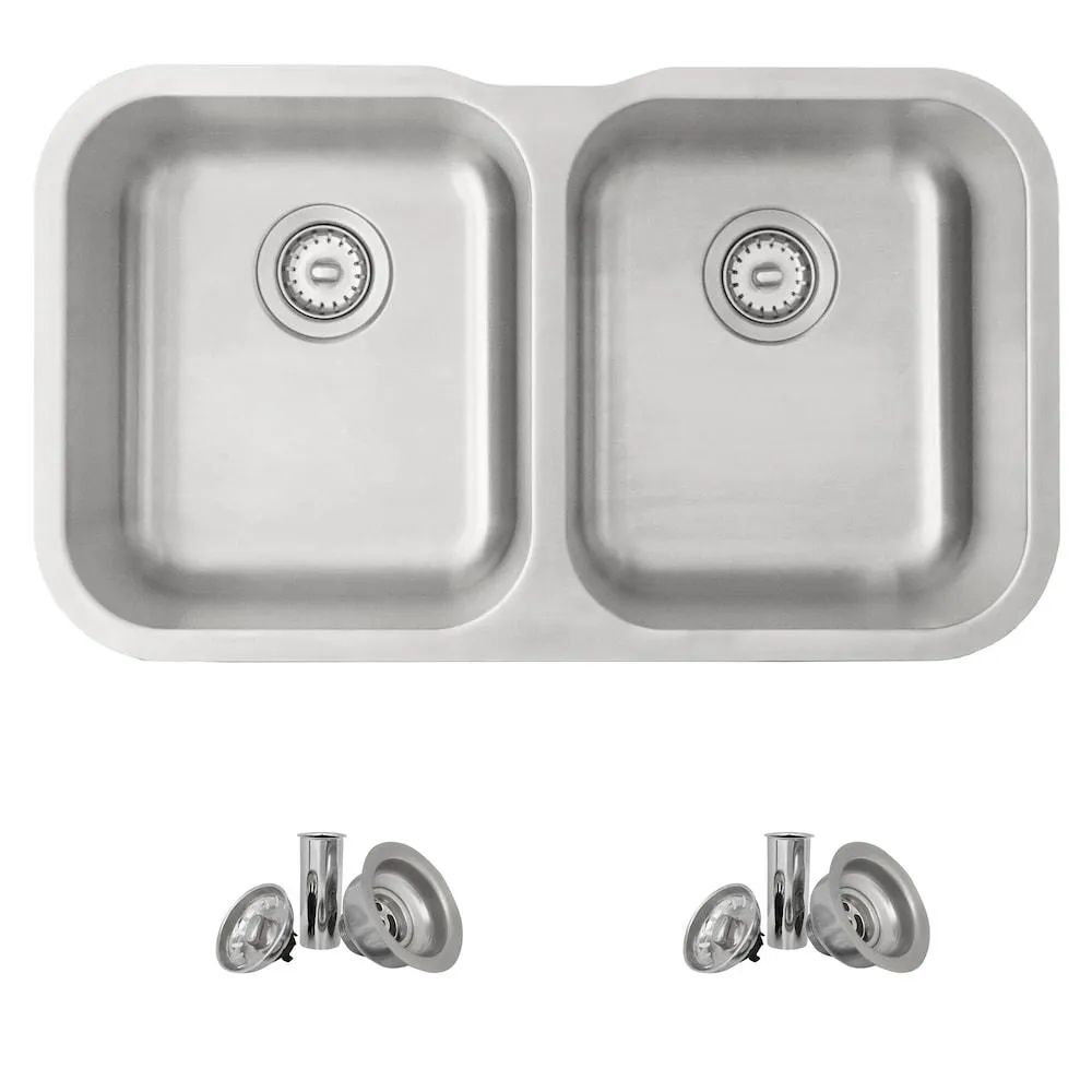STYLISH 31 ¼ inch Dual Mount Double Bowl 18 Gauge Stainless Steel Kitchen Sink, S-200T
