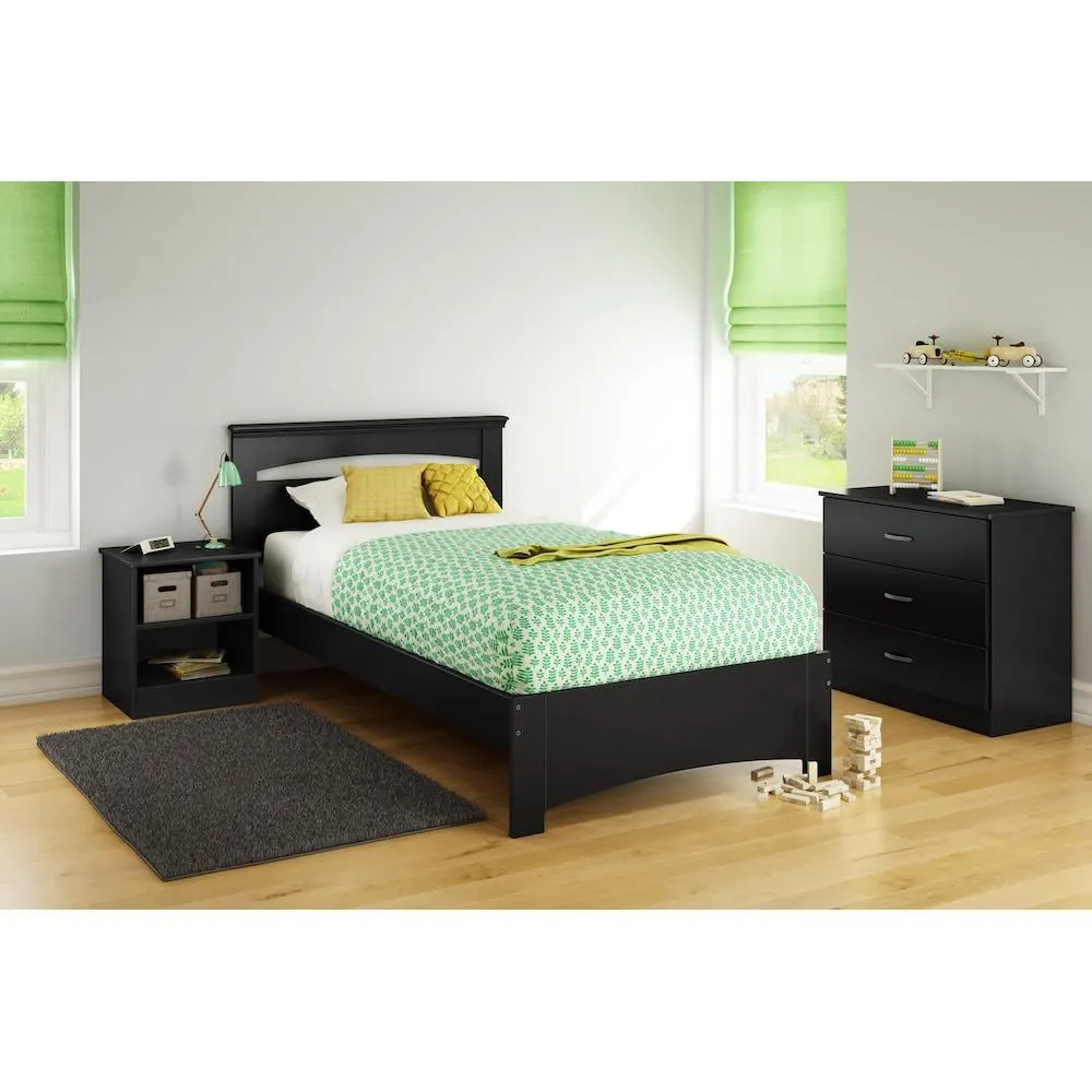 Libra 45 in. x 77 in. x 36.25 in. Twin Bed Set in Pure Black