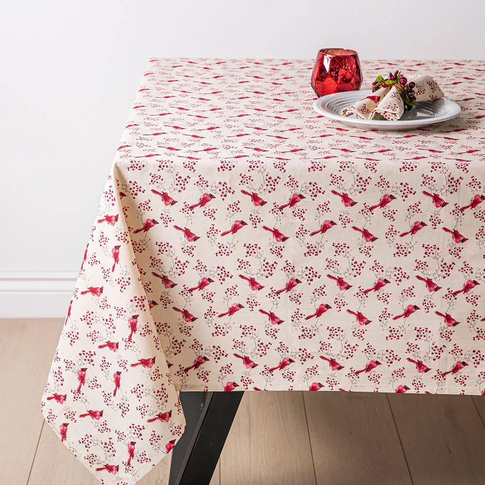 Harman Christmas Cardinal Cotton Tablecloth 60x90" (Red)