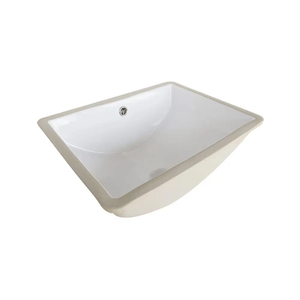 Gloss White Ceramic 18 inch x 13 inch Square Undermount Basin