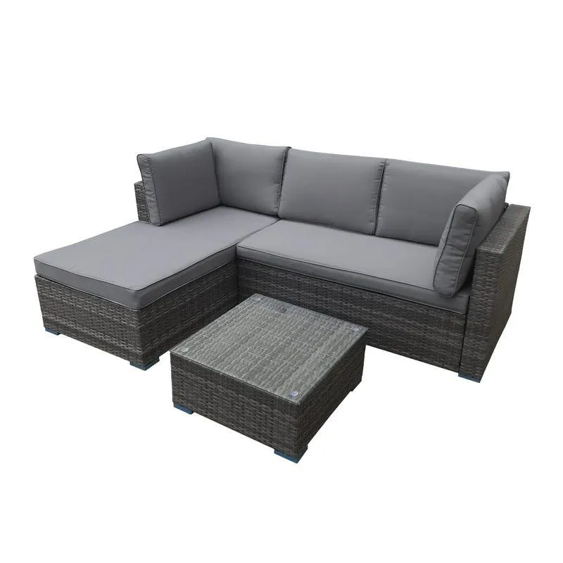 Sectionnel extérieur en rotin avec table basse - 2 mcx