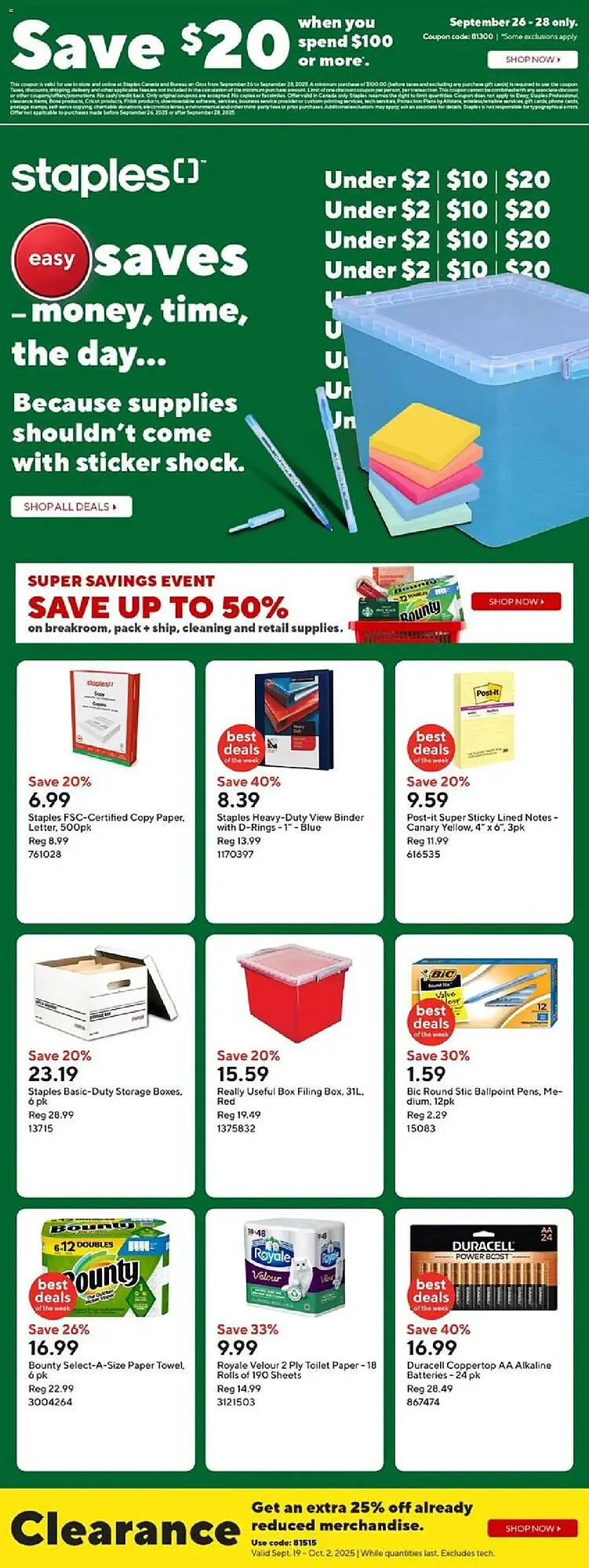 Staples flyer from September 26 to September 28 2025 - flyer page 1