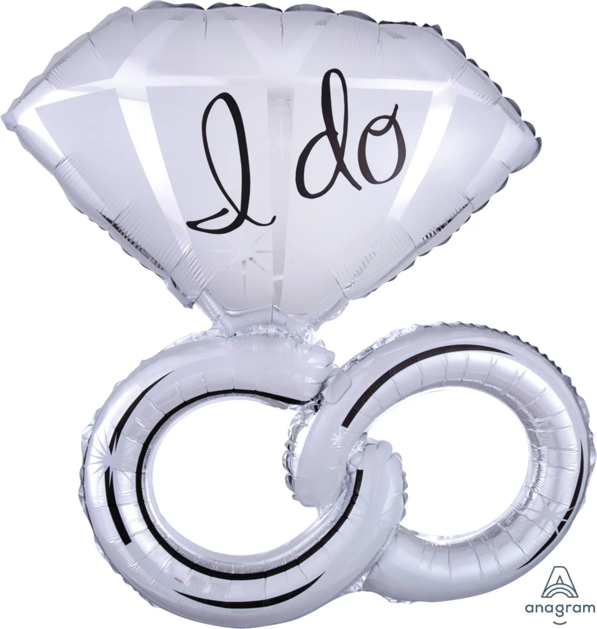 "I Do" Diamond Ring Satin Foil Balloon, White, 30-in, Helium Inflation & Ribbon Included for Wedding/Engagement