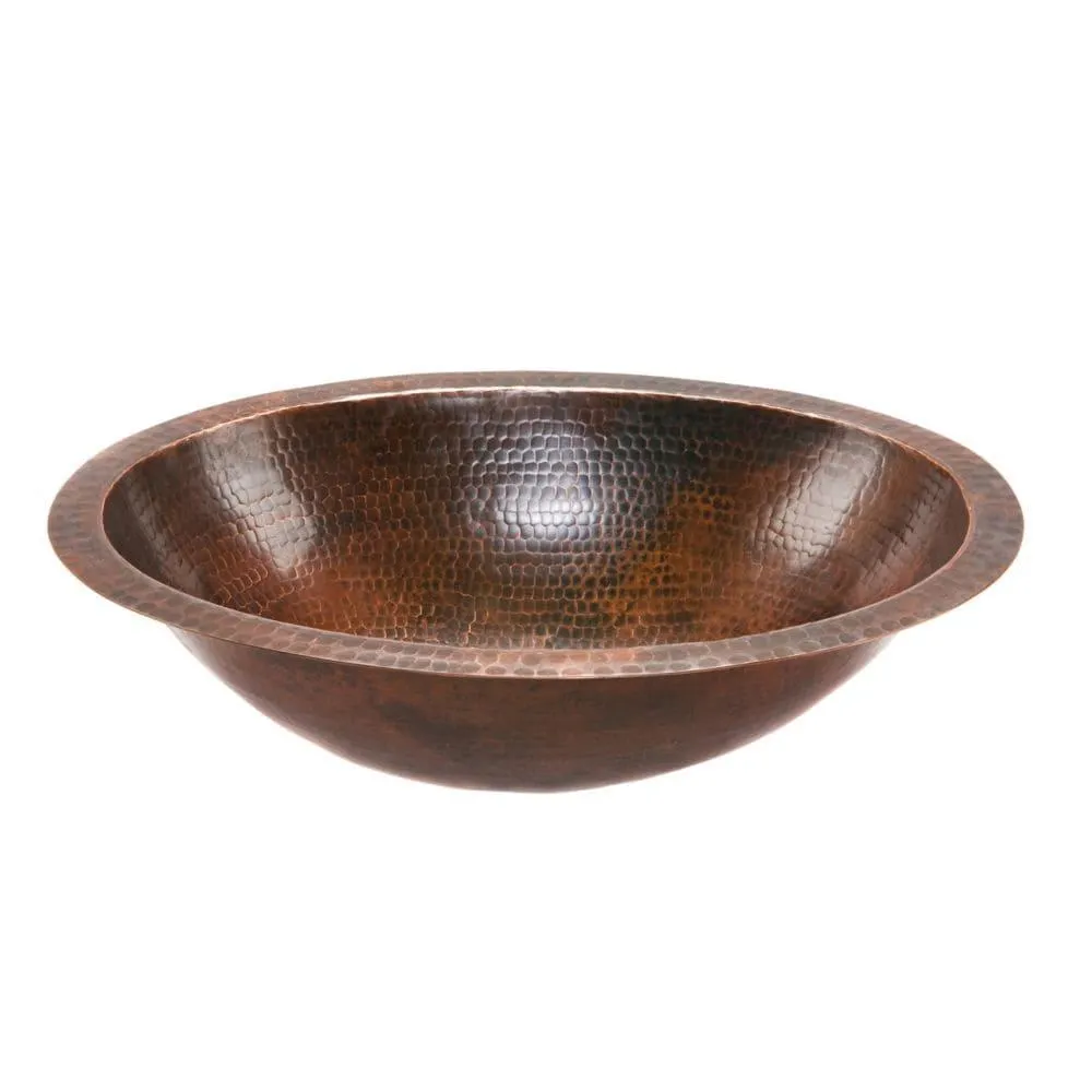 Dual Mount Oval Copper 19 inch 0-Hole Bathroom Sink in Oil Rubbed Bronze